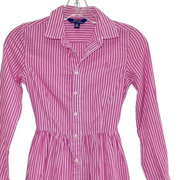 Polo by Ralph Lauren Pink Striped Girls dress size 10 - Picture 3 of 8
